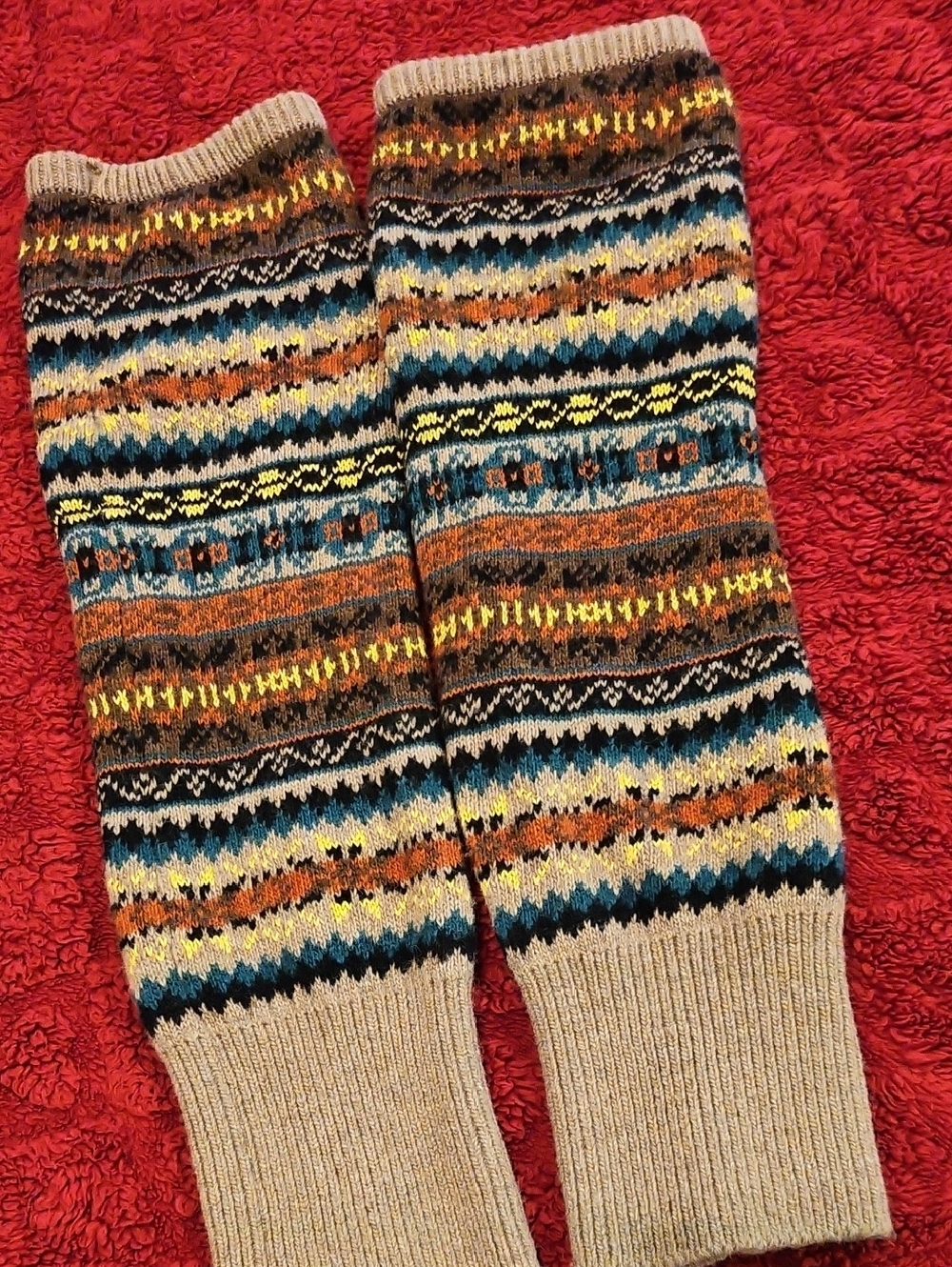 Multicolor Fair Isle Knit Leg Warmers.. Never Worn